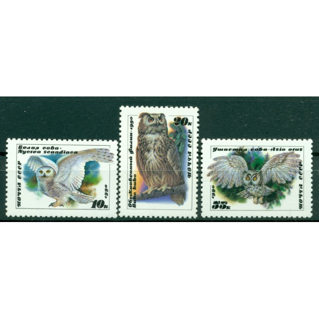 URSS 1990 - Y & T n. 5725/27 - Fauna. Rapaci notturni