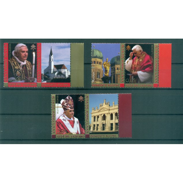 Vatican 2007 - Mi. n. 1573zf/1575zf - Pope Benedict XVI 80th Birthday