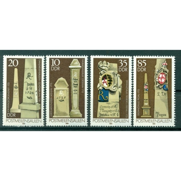 Germania - RDT 1984 - Y& T n. 2486/89 - Colonne di chilometraggio postale (Michel n. 2853/56)