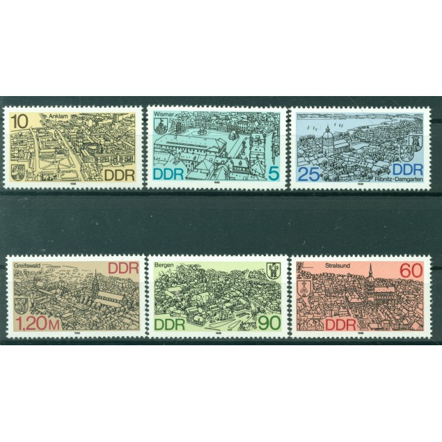 Germania - RDT 1988 - Y& T n. 2772/77 - Capitali di distretto (Michel n. 3161/66)