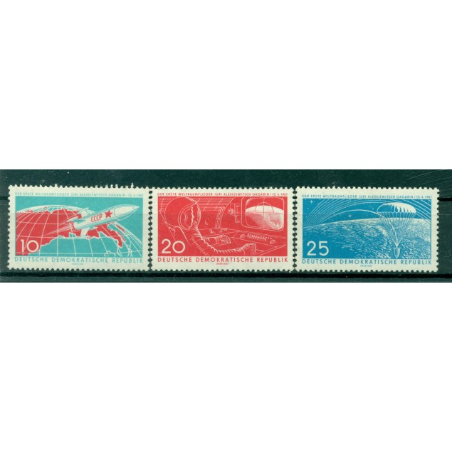 Allemagne - RDA 1961 - Y & T n. 540/42 - Premier cosmonaute soviétique dans l'espace (Michel n. 822/24)