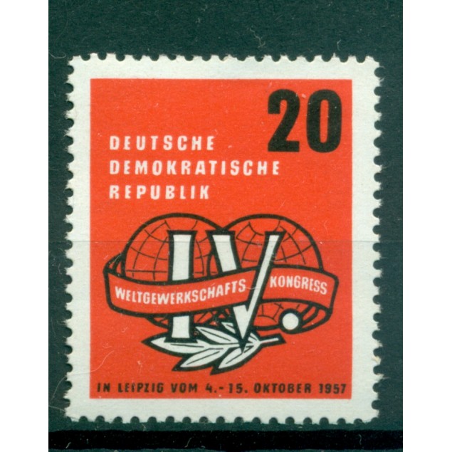 Allemagne - RDA 1957 - Y & T n. 311 - Congrès des syndicats ouvriers (Michel n. 595)