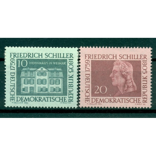 Germania - RDT 1959 - Y& T n. 449/50 - Friedrich von Schiller (Michel n. 733/34)