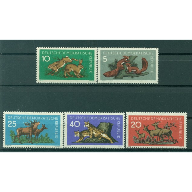 Allemagne - RDA 1959 - Y & T n. 453/57 - Animaux des forêts (Michel n. 737/41)