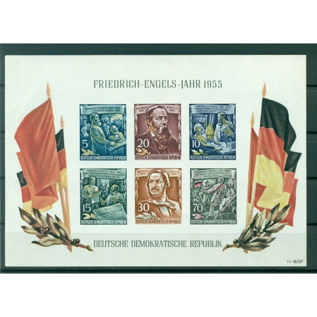 Allemagne - RDA 1955 - Y & T feuillet n. 7 - Friedrich Engels (Michel n. 13)