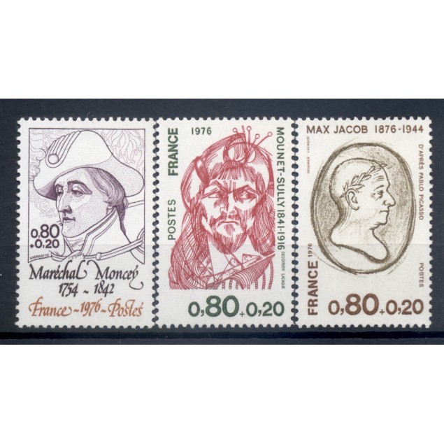 France 1976 - Y & T n. 1880/82 - Famous personalities (Michel n. 1965-81-86)