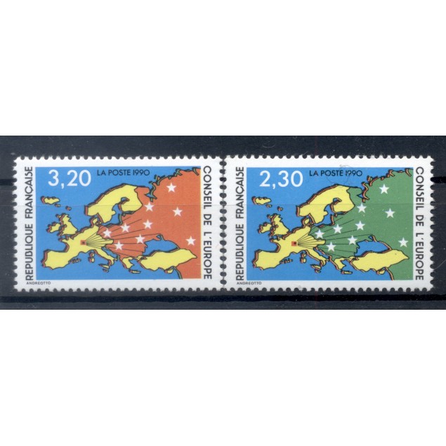 Francia  1990 - Y & T n. 104/05 - Consiglio d'Europa (Michel n. 47/48)