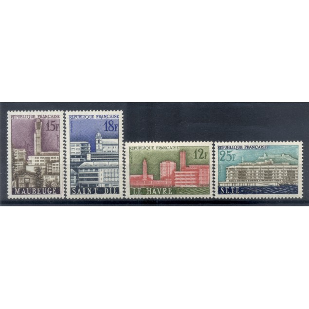 Francia  1958 - Y & T n. 1152/55 - Città ricostruite (Michel n. 1188/91)