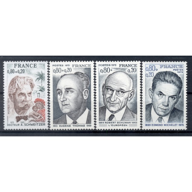 France 1974 - Y & T n. 1824/27 - Famous personalities (Michel n. 1901-09-18-29)