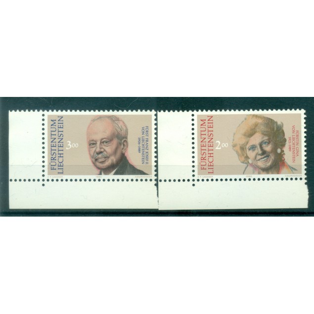 Liechtenstein 1990 - Y & T n. 929/30 - Timbres du deuil (Michel n. 988/89)