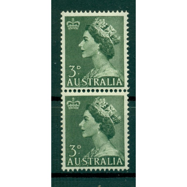 Australia 1953 - Y & T n. 197 - Definitive (Michel n. 236) Coil pair (3)