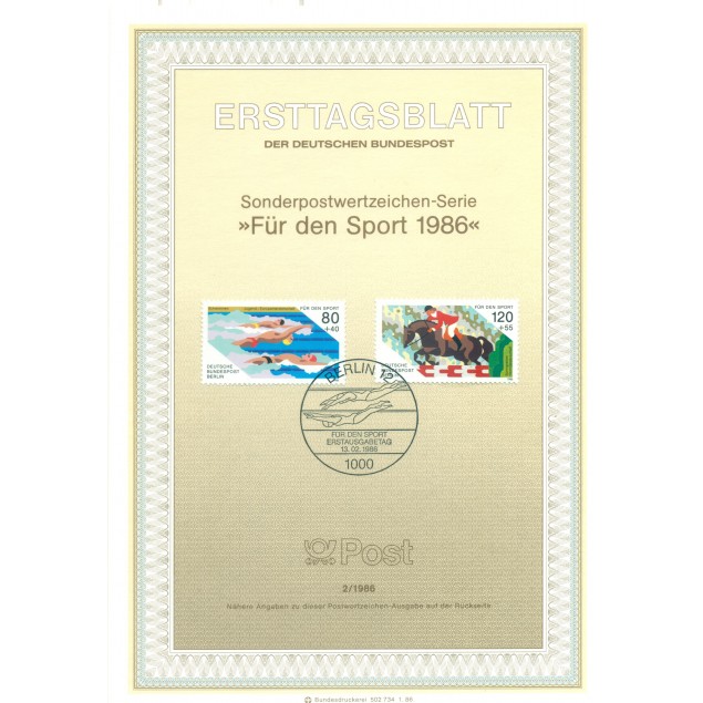 Berlin Ouest  1986 - Michel n. 751/52 - Evénements sportifs de 1986 (Y & T n. 712/13)