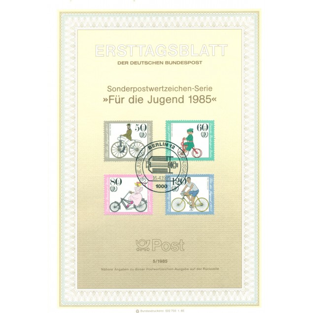 West Berlin 1985 - Michel n. 735/38 - Histoire of the bicycle (Y & T n. 695/98)