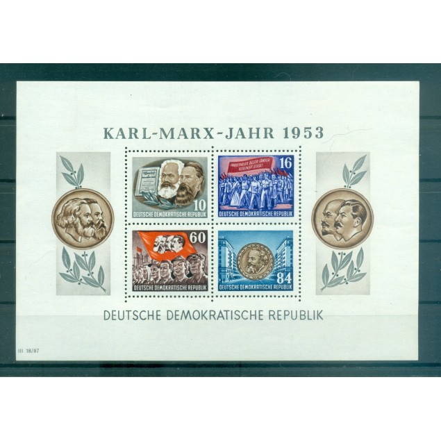 Allemagne - RDA 1953 - Y & T feuillet n. 2/3 - Karl Marx (Michel n. 8/9) (ii)