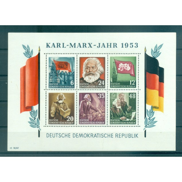 Allemagne - RDA 1953 - Y & T feuillet n. 2/3 - Karl Marx (Michel n. 8/9) (iii)